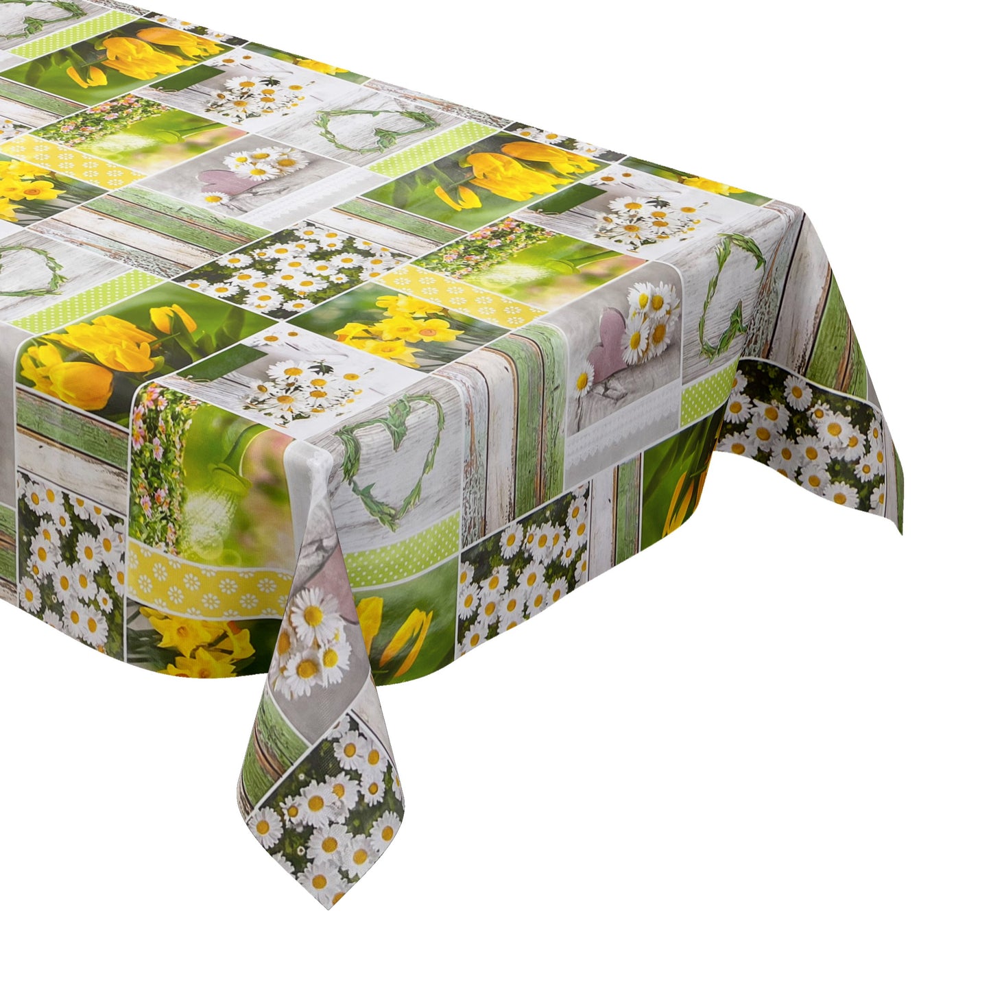 Oilcloth tablecloth B6004-01 daffodils tulips spring square round oval