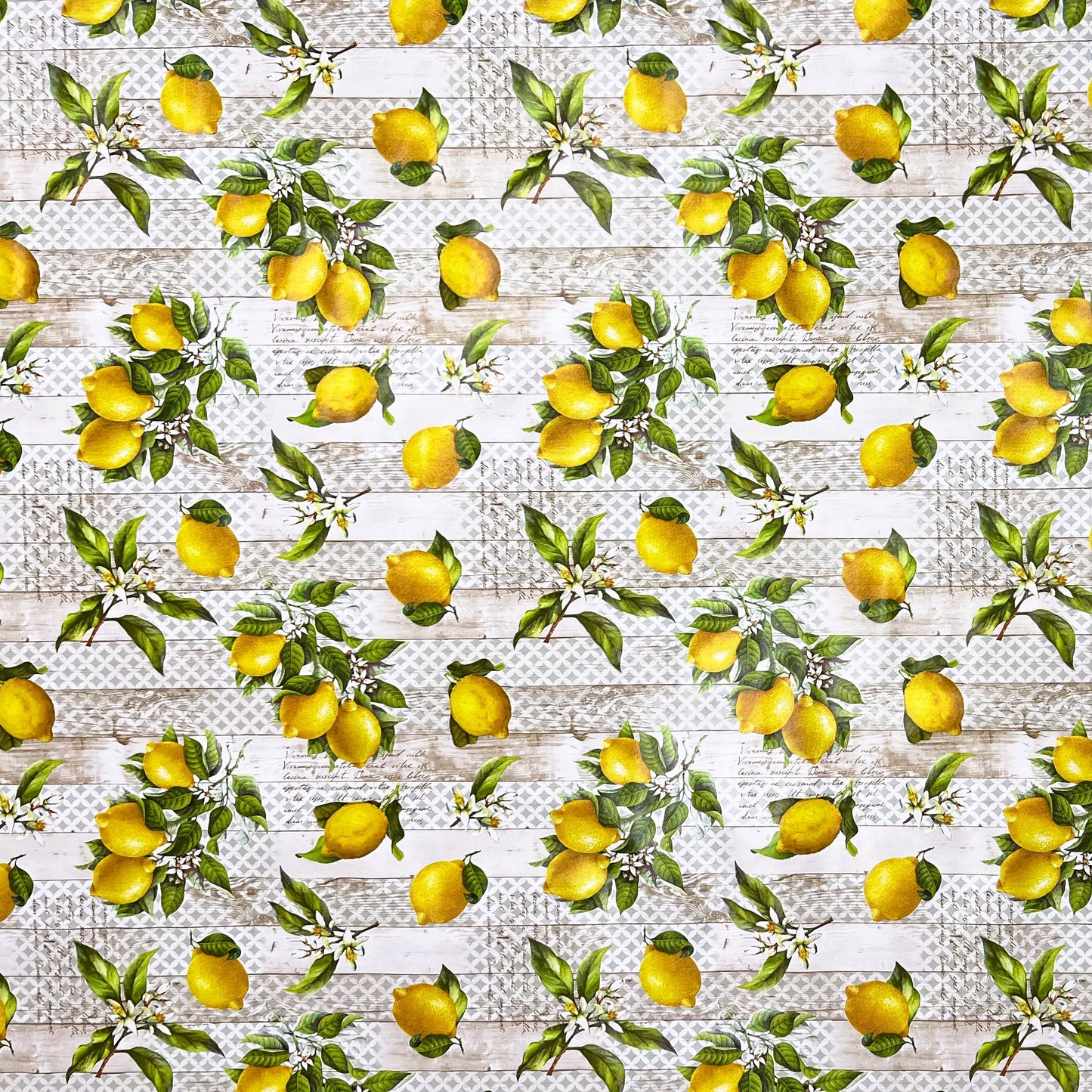 Oilcloth tablecloth B6006-01 lemons on wood square round oval