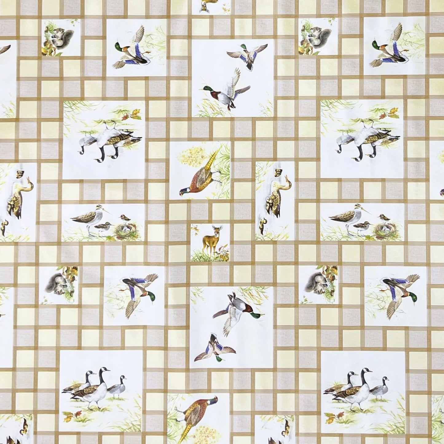 abwaschbare Wachstuchtischdecke kevkus wachstuchshop24 Reh Gänse Fasan Enten Reh beige eckig rund oval kaufen
