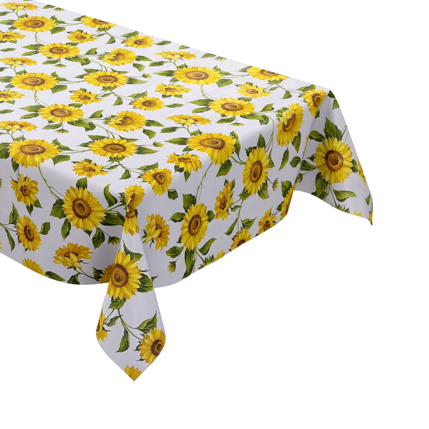 Oilcloth tablecloth B8988-01 Sunflowers on white square round oval