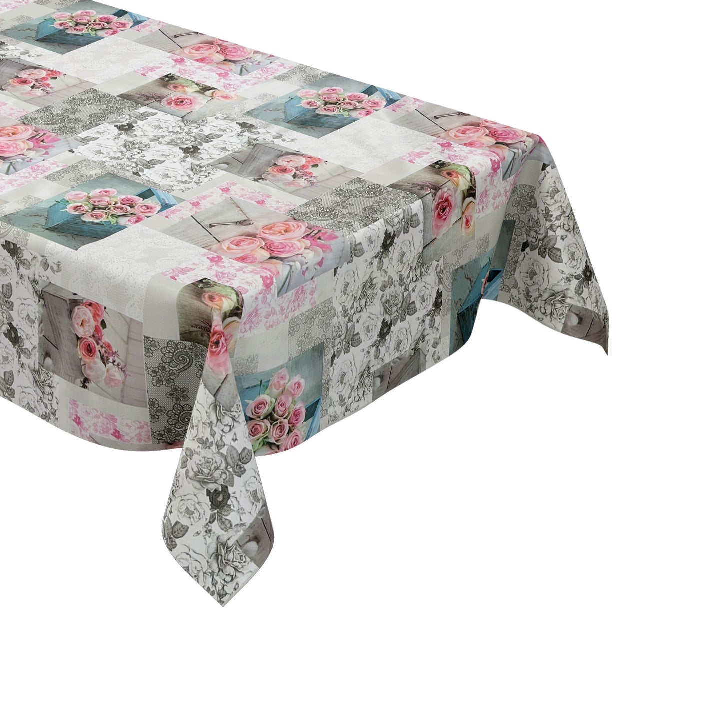abwaschbare Wachstuch Tischdecke Patchwork Rosen Strick PVC eckig rund oval kaufen