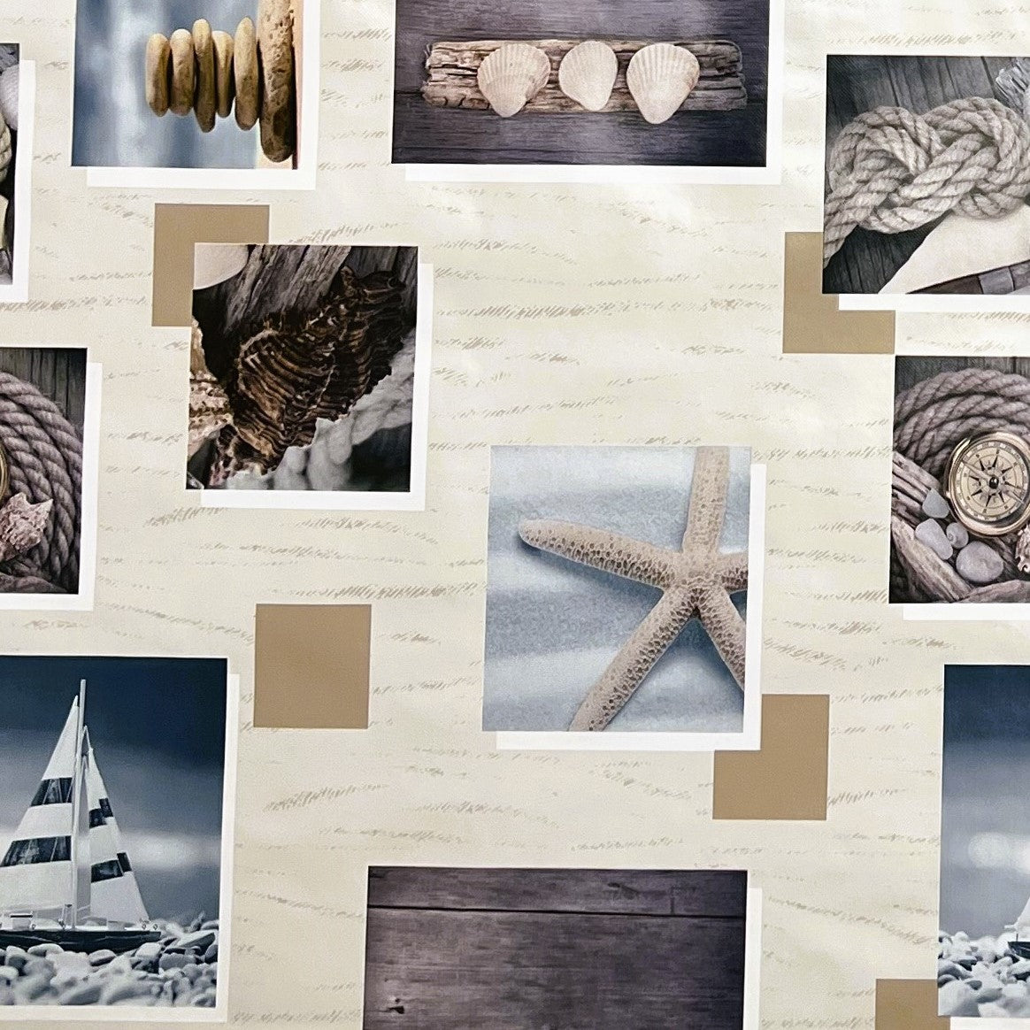 abwaschbare Wachstuch Tischdecke eckig rund oval maritim ostsee seestern kaufen Boot Nordsee blau-weiß