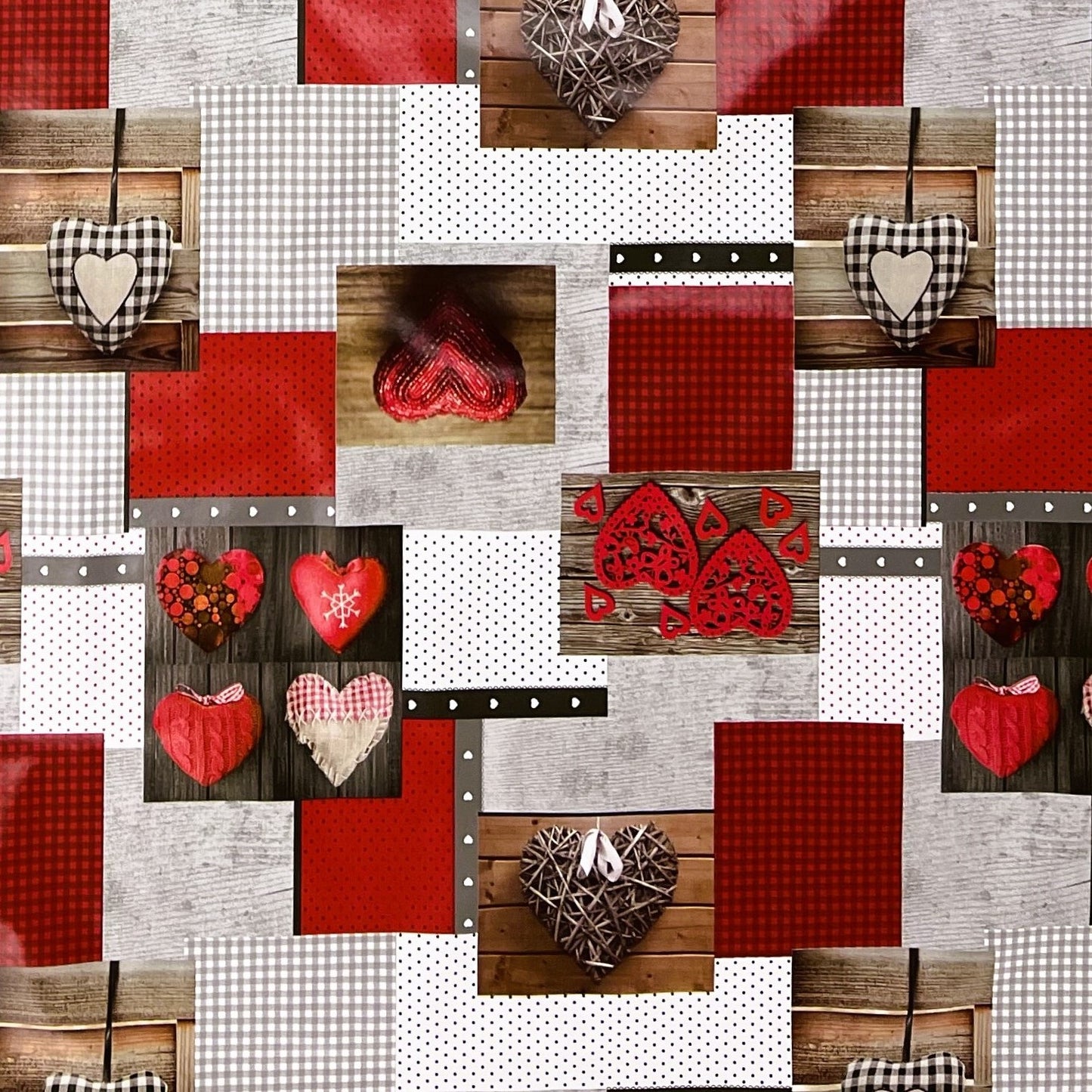 Wachstuch Tischdecke B9061-01 LOVE rote Herzen Holz eckig rund oval