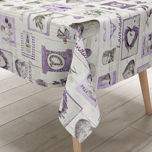 abwaschbare Wachstuchtischdecke kevkus wachstuchshop24 Lavendel lila Lavendel  Holz eckig rund oval kaufen