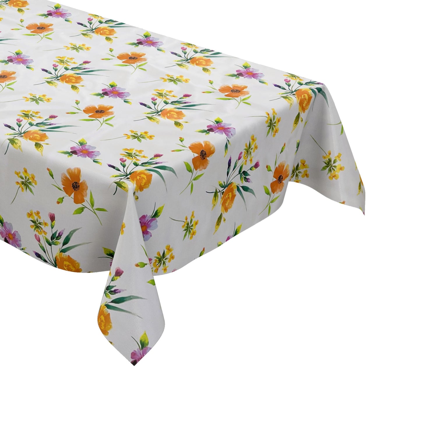 Wachstuch Tischdecke BA50 Mohnblumen Blüten auf weiß eckig rund oval