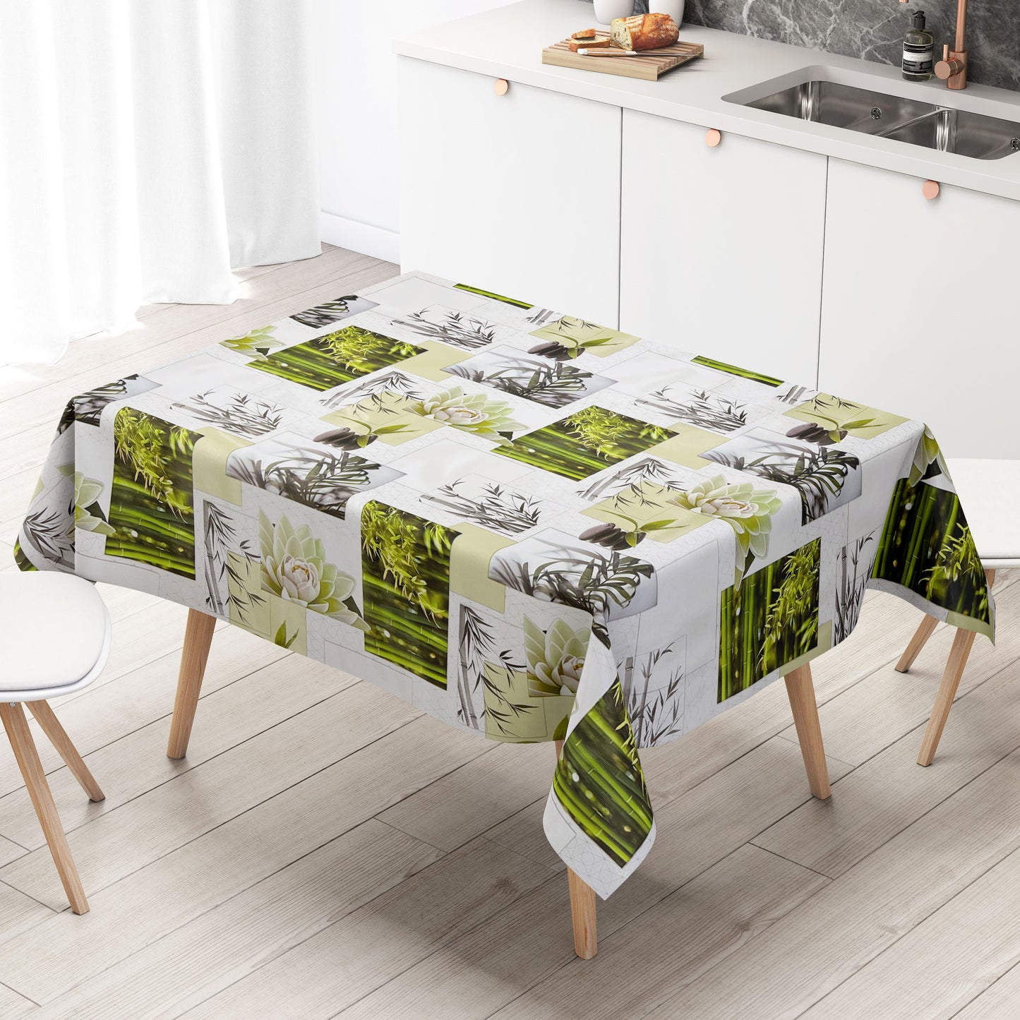 Wachstuch Tischdecke BU40 Zen Steine Bambus Physio eckig rund oval