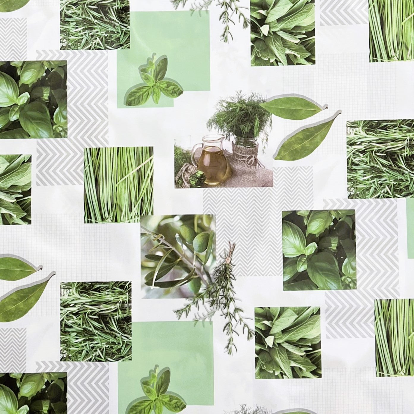 Nappe toile cirée CU80 herbes de cuisine carrée ronde ovale