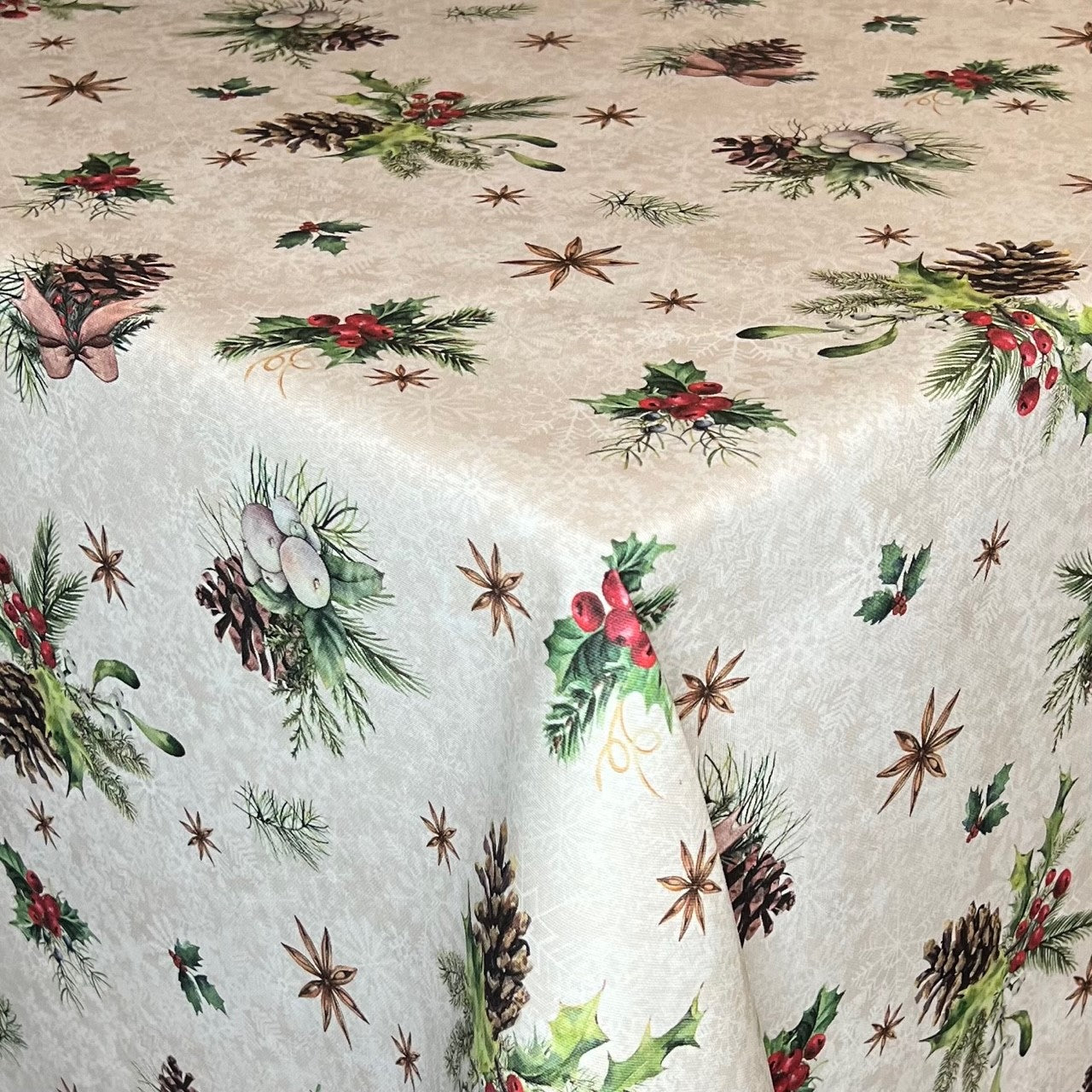 textile Tischdecke Jacquard beschichtete Baumwolle Weihnachten XMAS01 60465 eckig rund oval