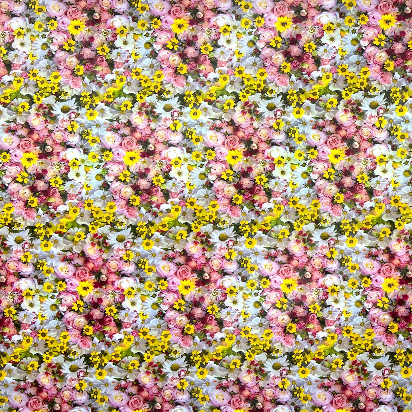 Nappe en toile cirée E190 prairie de fleurs roses d'été carrée ronde ovale