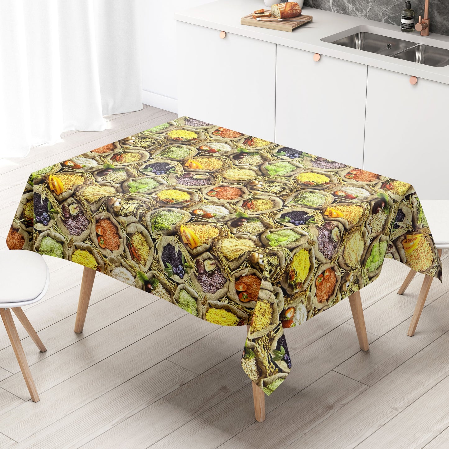 Oilcloth tablecloth G390 rice spices square round oval