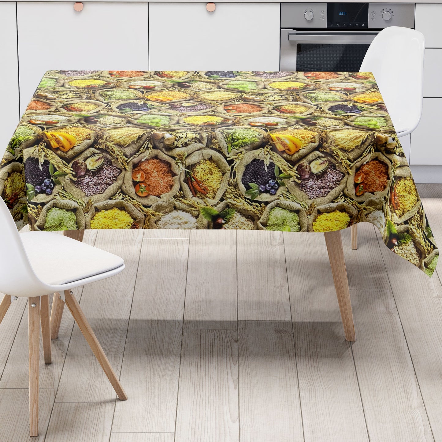 Oilcloth tablecloth G390 rice spices square round oval