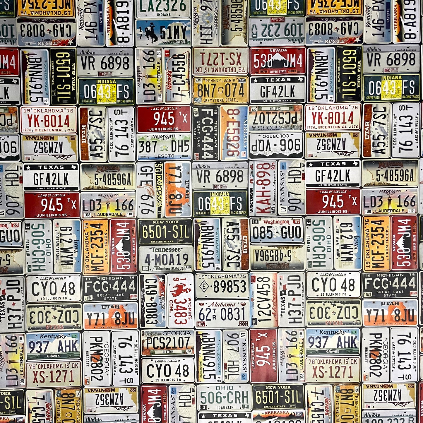 Nappe en toile cirée K-BE4211 plaque d'immatriculation USA atelier carrée ronde ovale