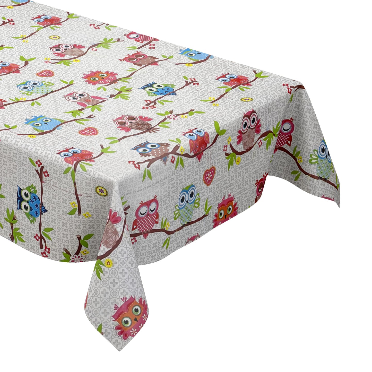 Wachstuch Tischdecke K-BE4213 bunte Eulen Uhu eckig rund oval