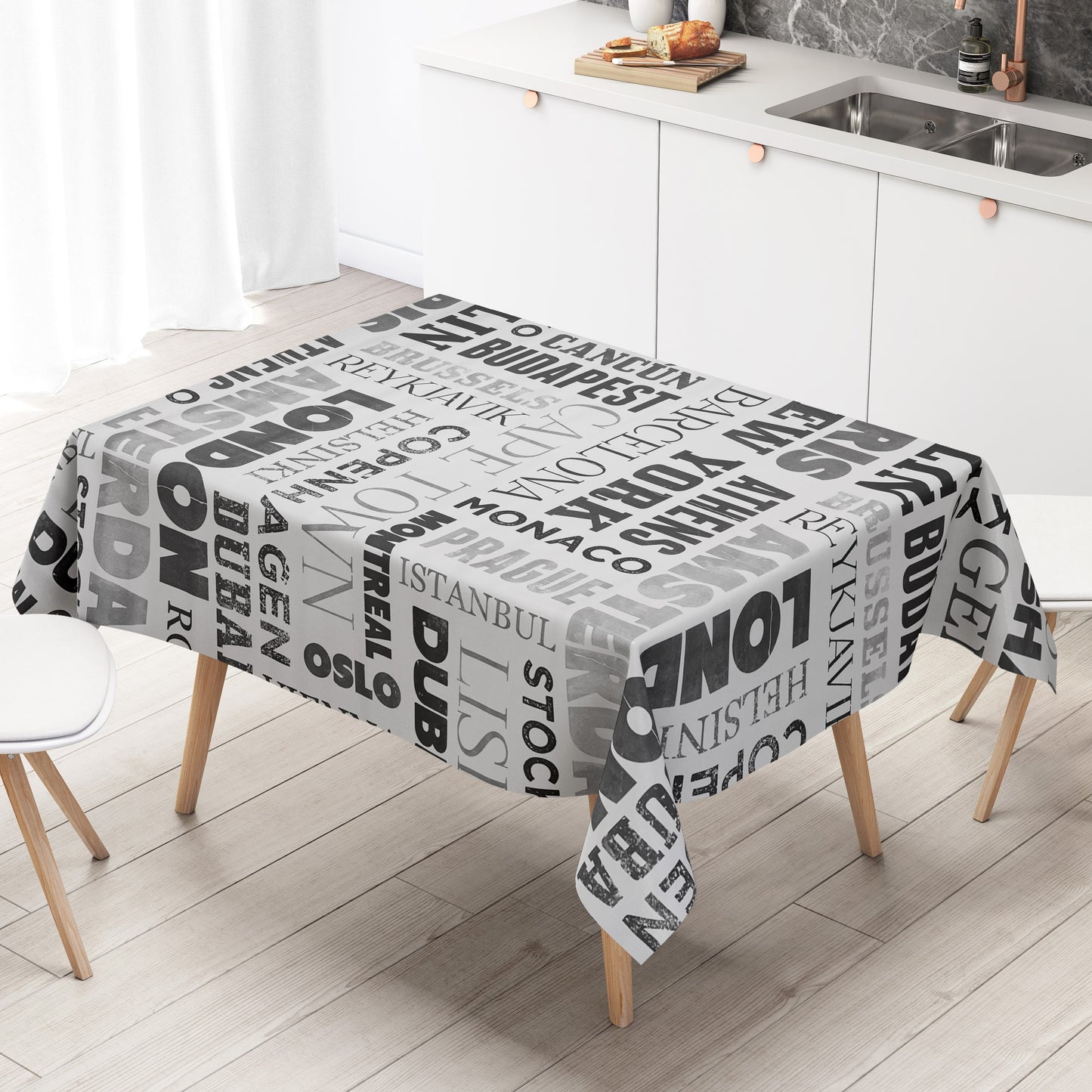 Wachstuch Tischdecke K150059 Städte Berlin London schwarz weiß eckig rund oval