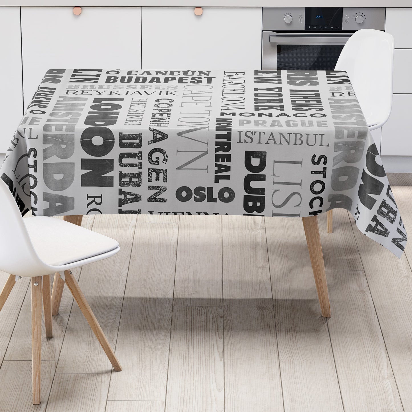 Wachstuch Tischdecke K150059 Städte Berlin London schwarz weiß eckig rund oval