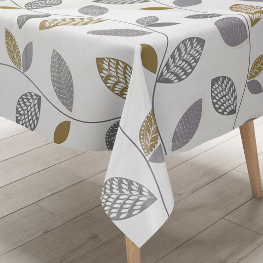 Nappe en toile cirée K150087 feuilles d'automne sur blanc carré rond ovale