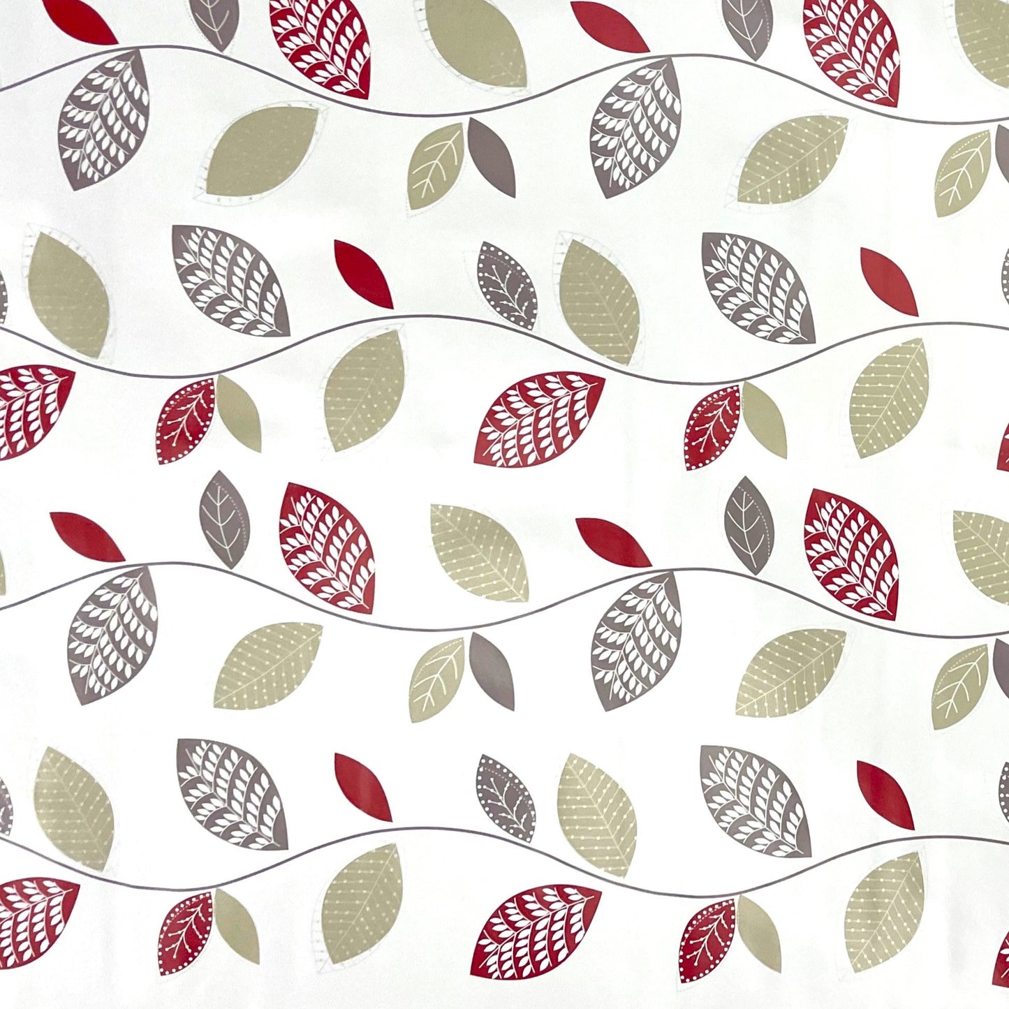 Nappe en toile cirée K150088 feuilles sur fond blanc carré rond ovale