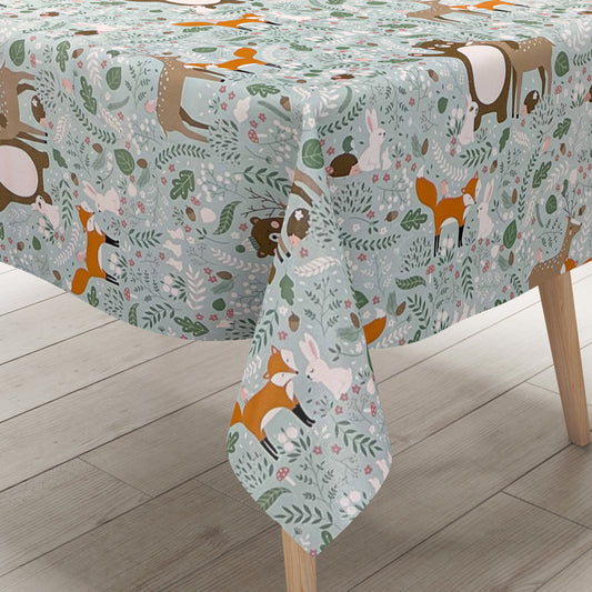 Oilcloth tablecloth K150133 children's motif fox deer bear fairy tale square round oval