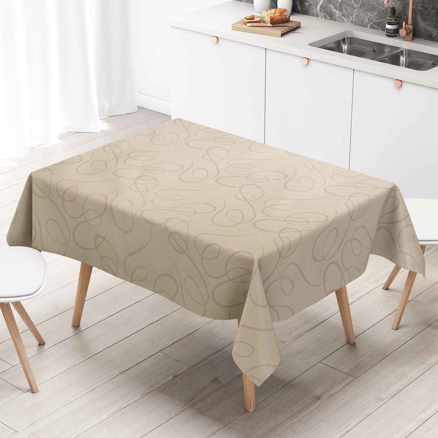 Wachstuch Tischdecke K150136 Barock Ornamente beige creme eckig rund oval