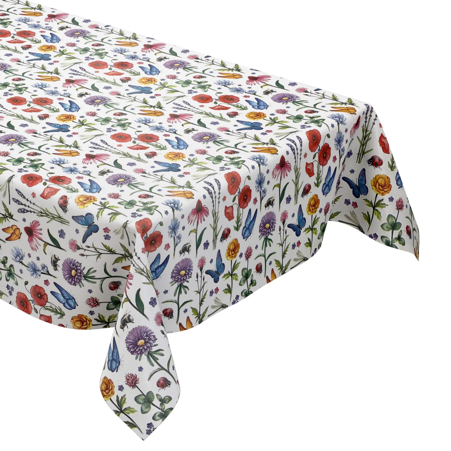 Wachstuch Tischdecke K150157 Blumenwiese Schmetterlinge eckig rund oval