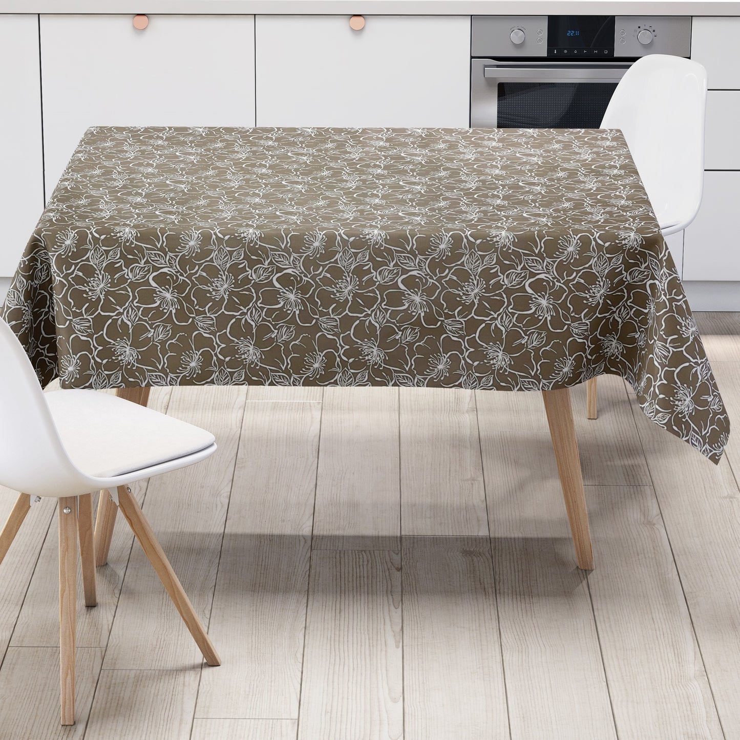 Wachstuch Tischdecke K150172 Barock florale Linien hellbraun eckig rund oval