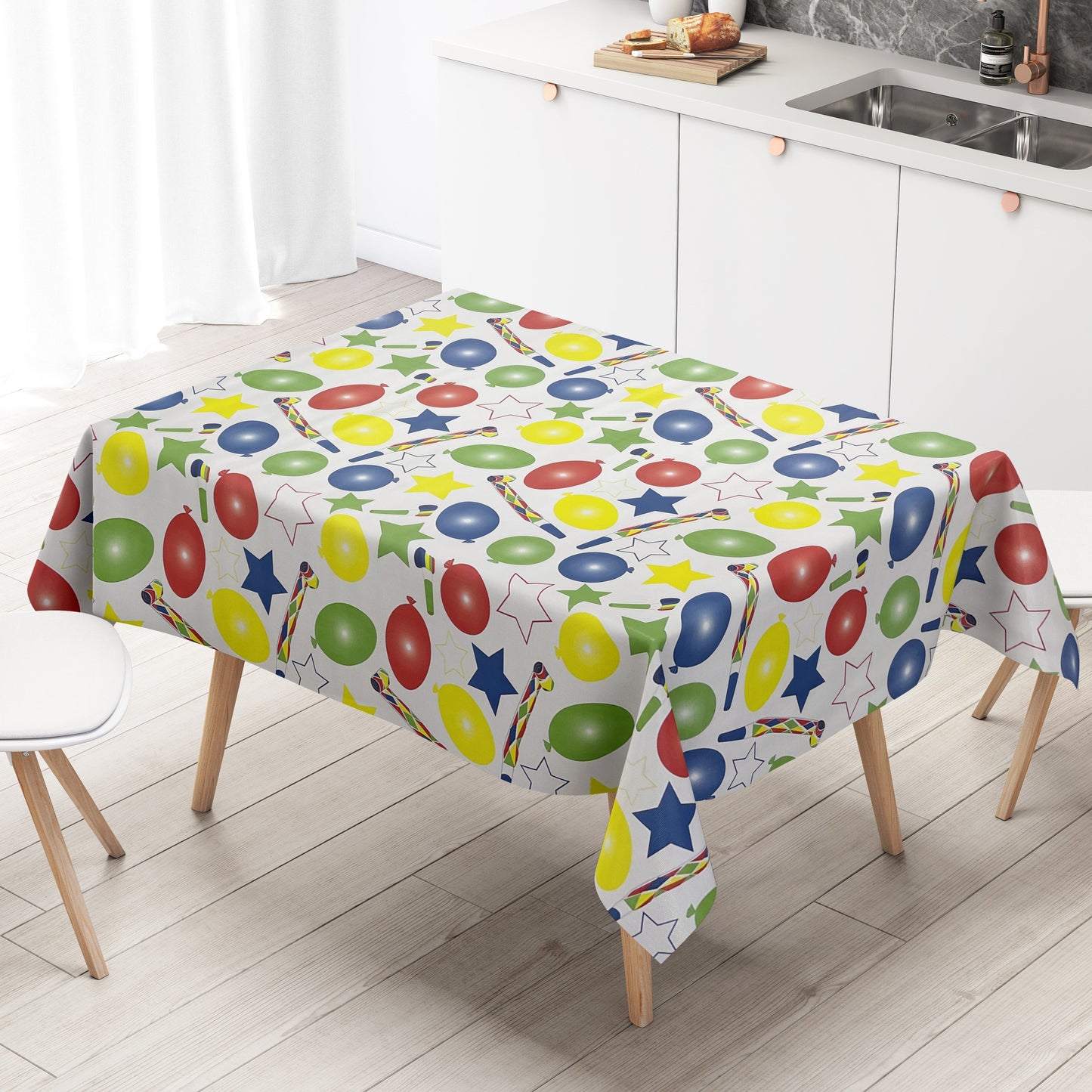 Oilcloth tablecloth K150180 Birthday Balloon Party square round oval