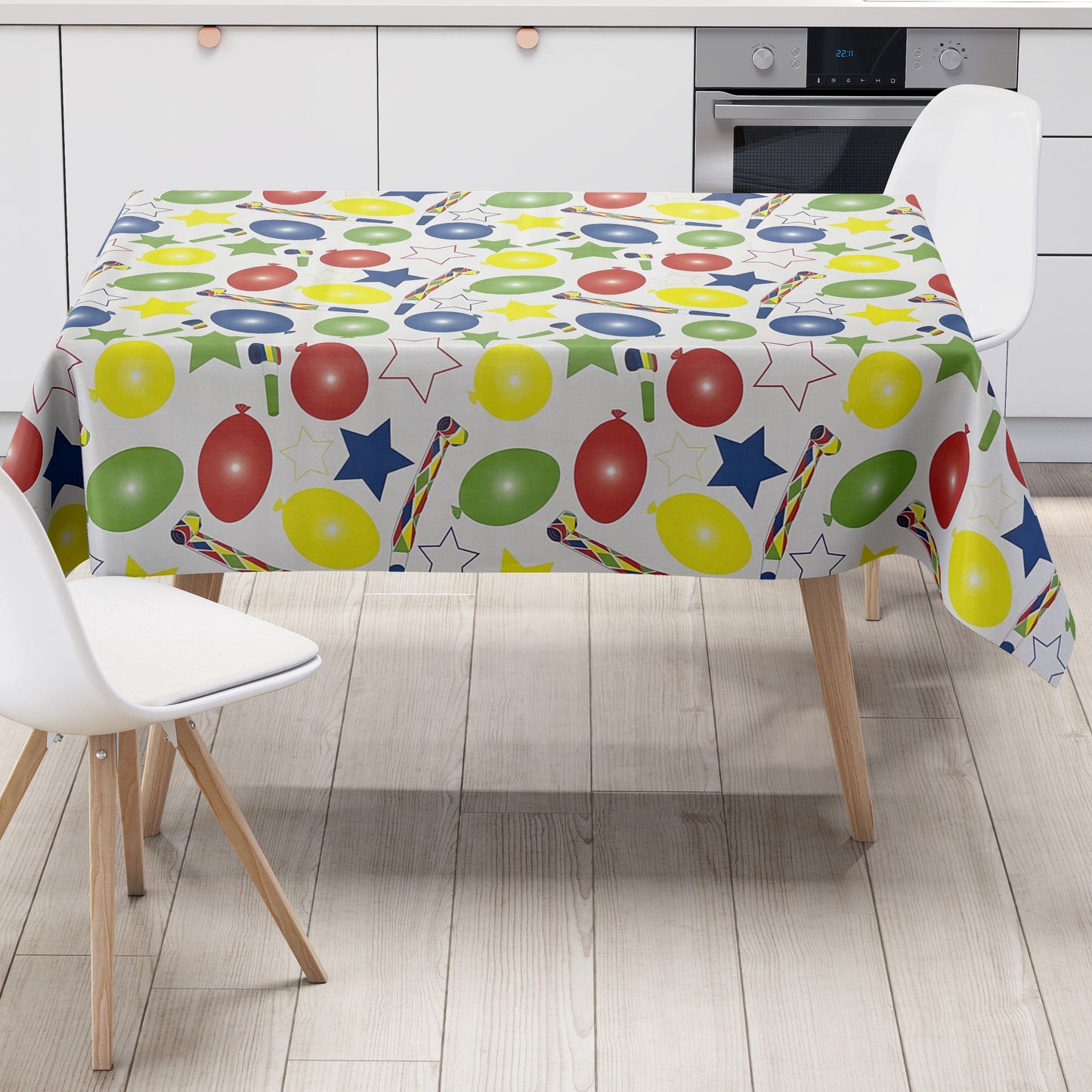 Oilcloth tablecloth K150180 Birthday Balloon Party square round oval