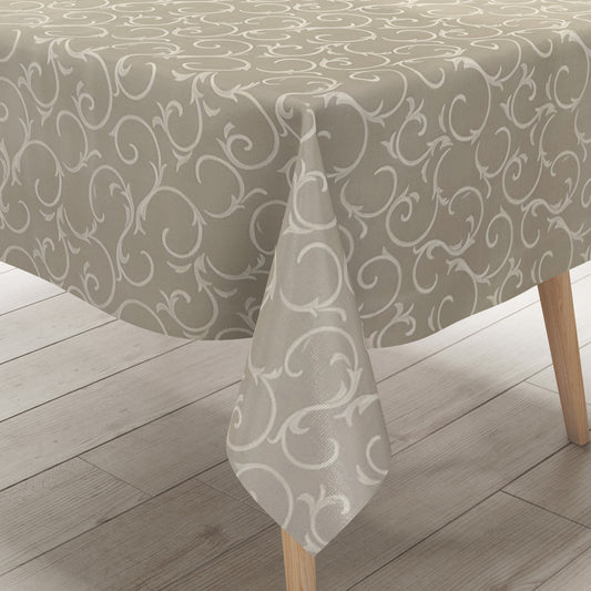 Nappe en toile cirée K150192 Ornements baroques beige crème carré rond ovale