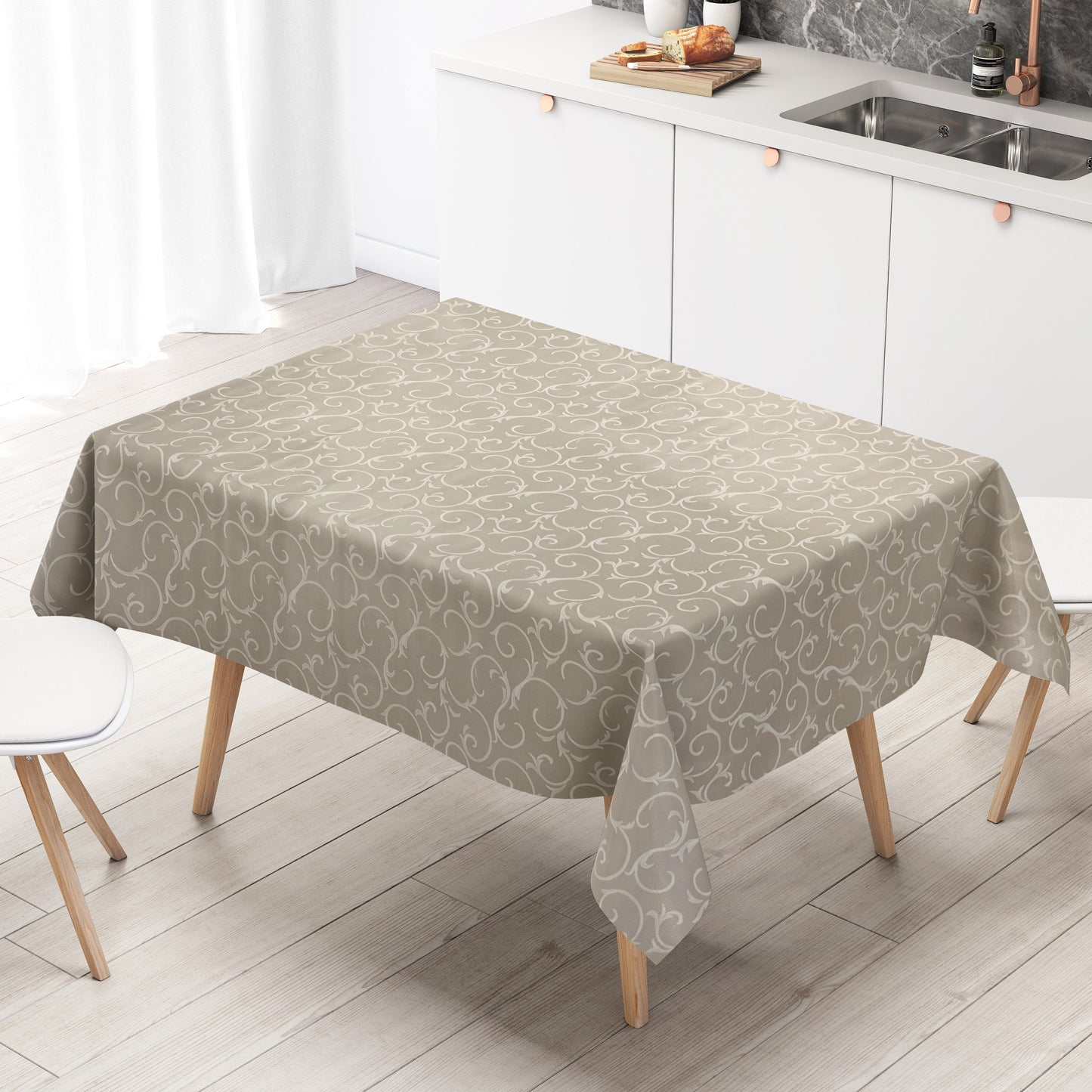 Wachstuch Tischdecke K150192 Barock Ornamente beige creme eckig rund oval