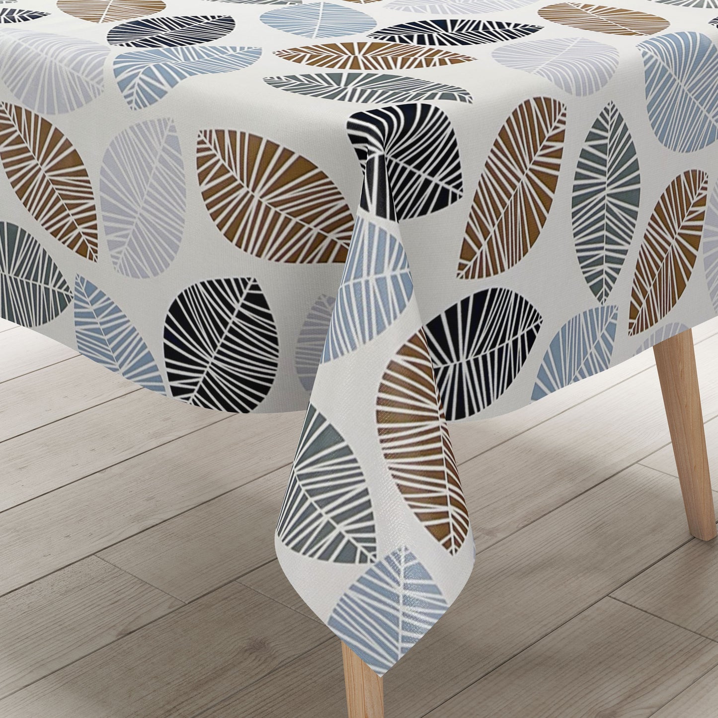 Nappe en toile cirée K150201 feuilles d'automne sur blanc carré rond ovale