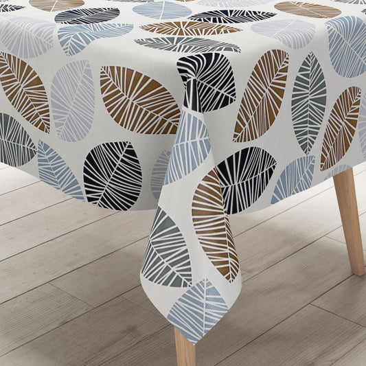 Nappe en toile cirée K150201 feuilles d'automne sur blanc carré rond ovale