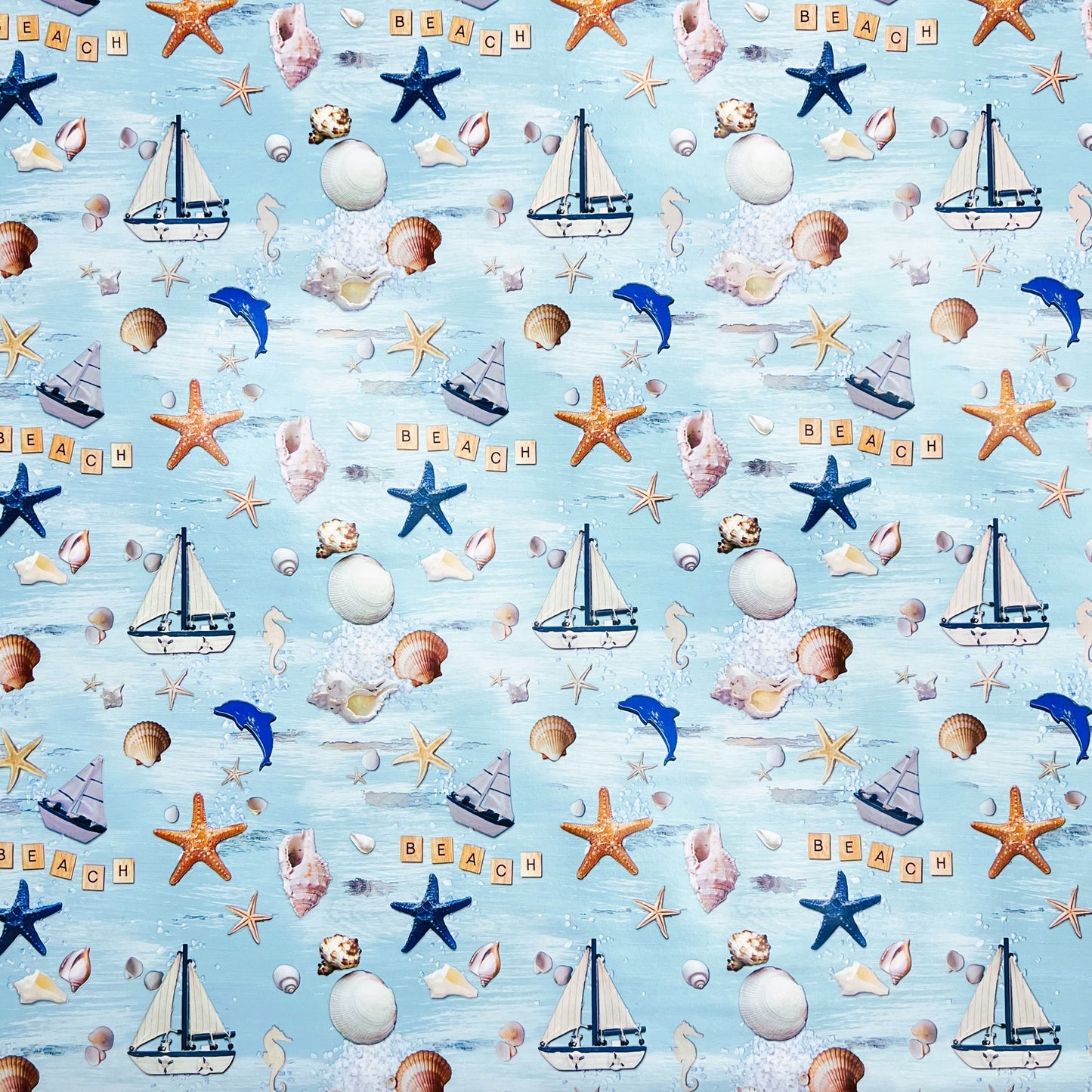 Nappe en toile cirée K150214 coquillage sable étoile de mer maritime carré rond ovale