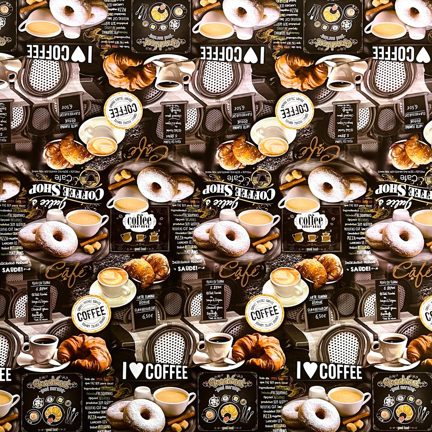 Wachstuchtischdecke Kaffee Küche Donouts braun
