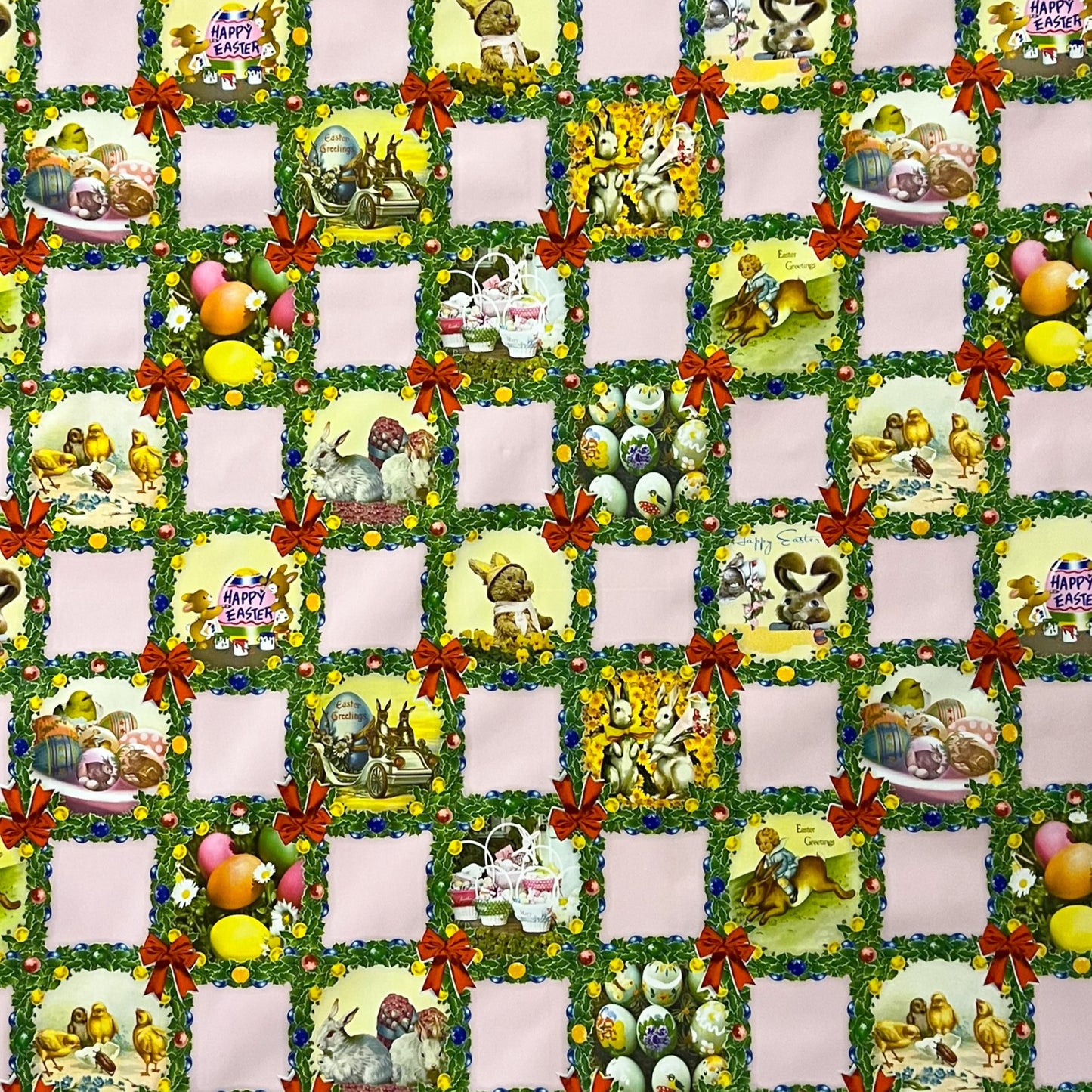 abwaschbare Wachstuch Tischdecke Ostern Osterhase rosa