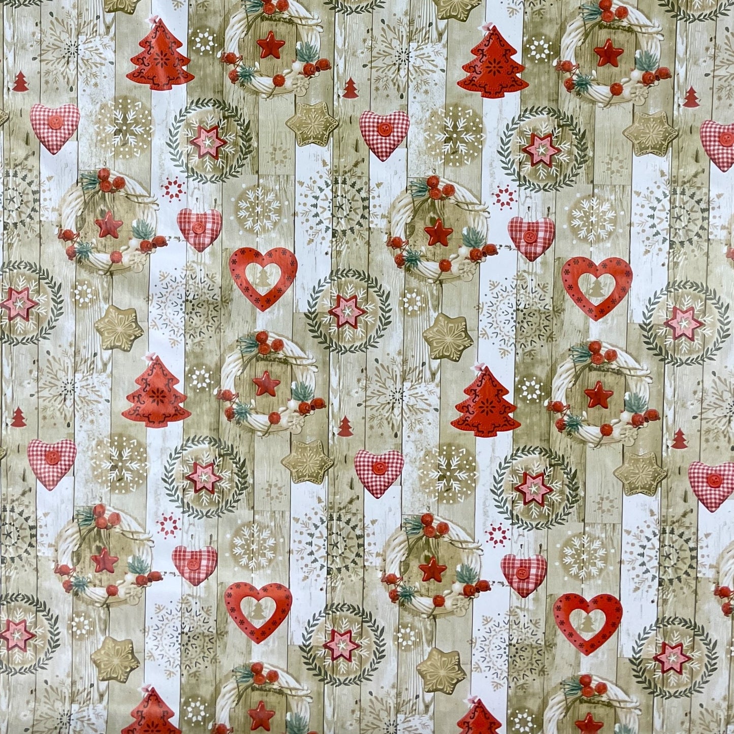 KEVKUS Wachstuch Tischdecke Weihnachten KE37810 Holz rot Schneeflocke eckig rund oval