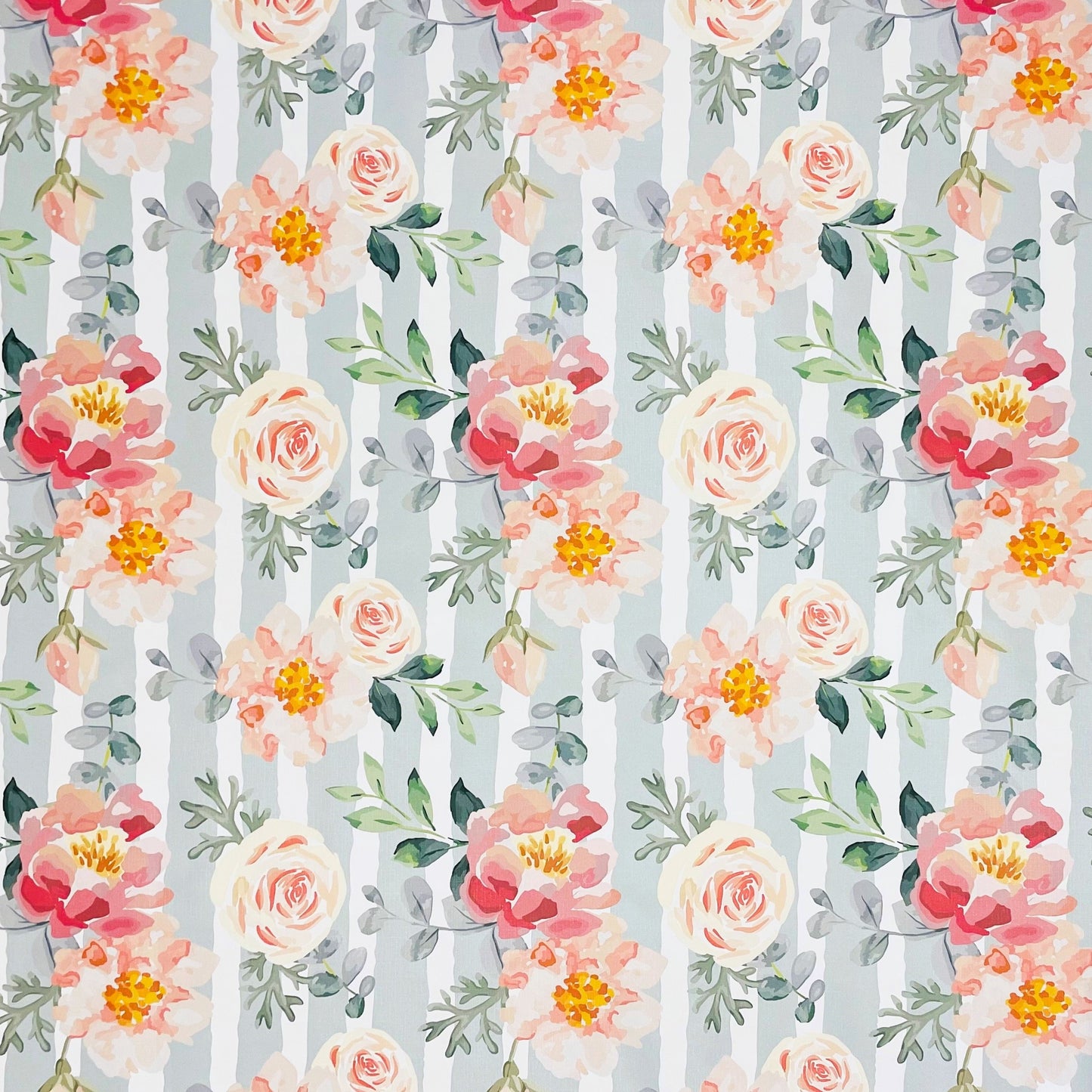 abwaschbare PVC Tischdecke Wachstuch Rosen gestreift Blüten