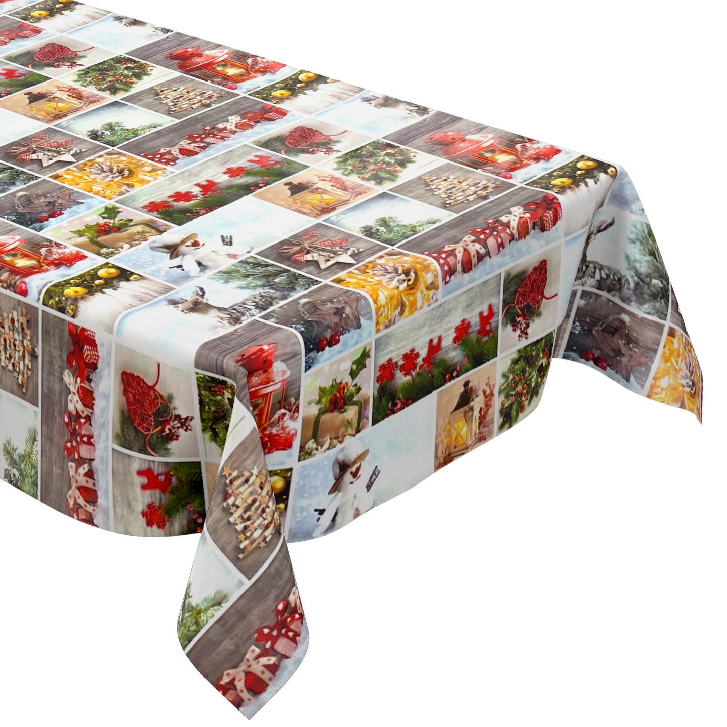Wachstuch Tischdecke Weihnachten P1032-1 bunt Schneemann Laterne eckig rund oval