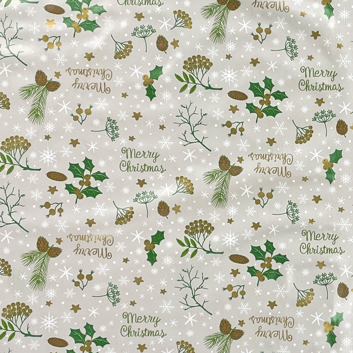 KEVKUS Wachstuch Tischdecke Weihnachten P1034-3 MERRY CHRISTMAS beige eckig rund oval