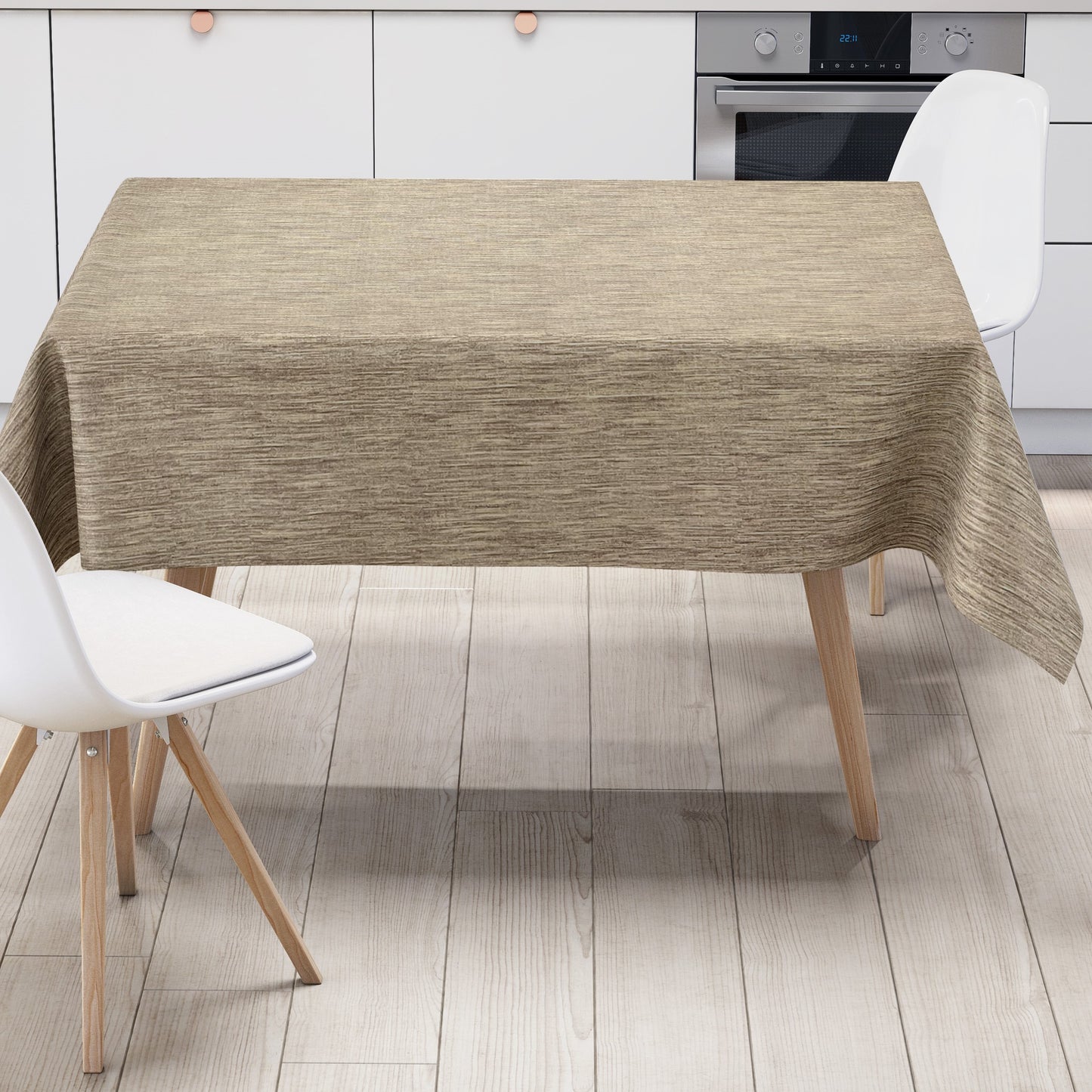 Wachstuch Tischdecke geprägt P733-1 Leinenstruktur braun hellbraun eckig rund oval