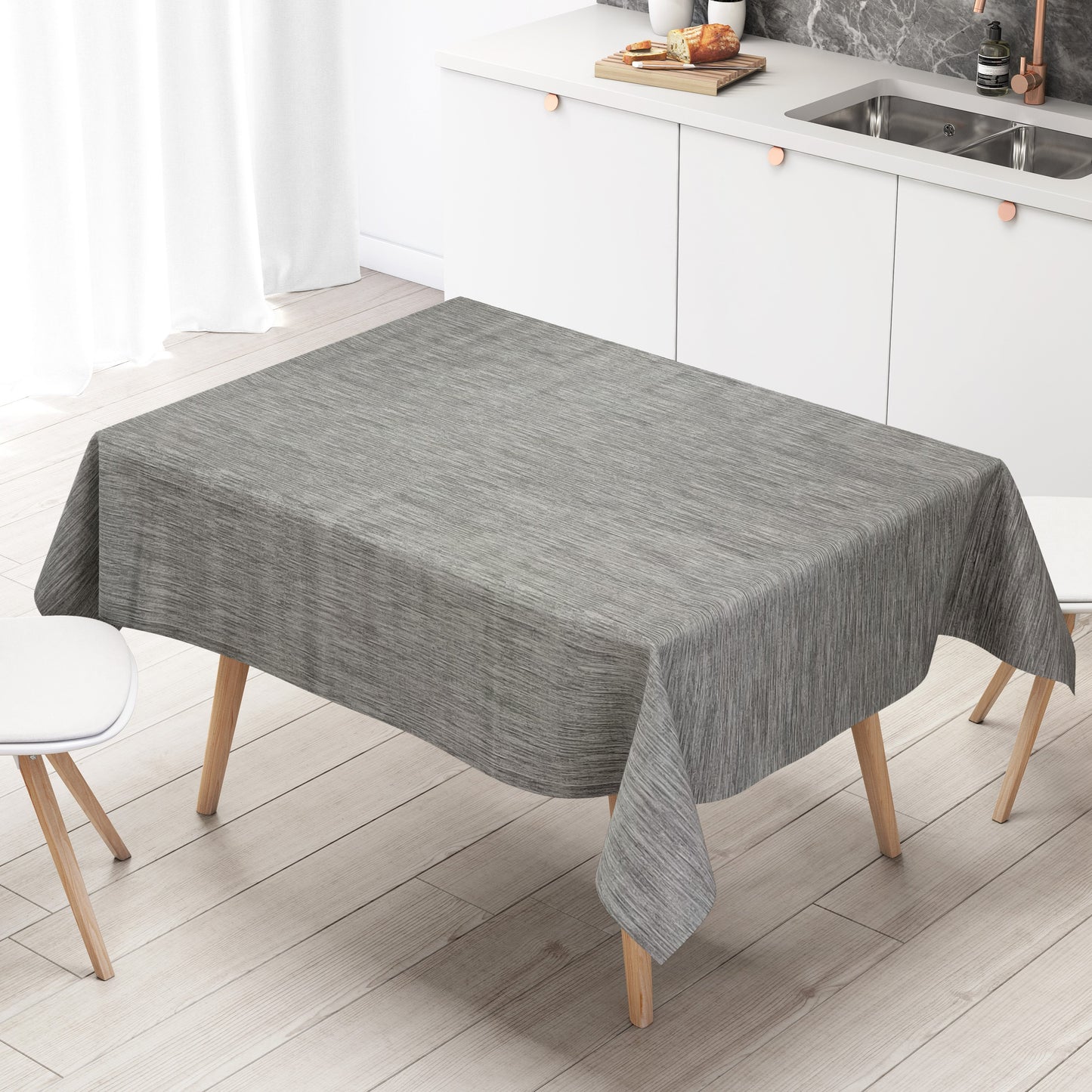 Oilcloth tablecloth embossed P733-9 linen structure gray angular round oval