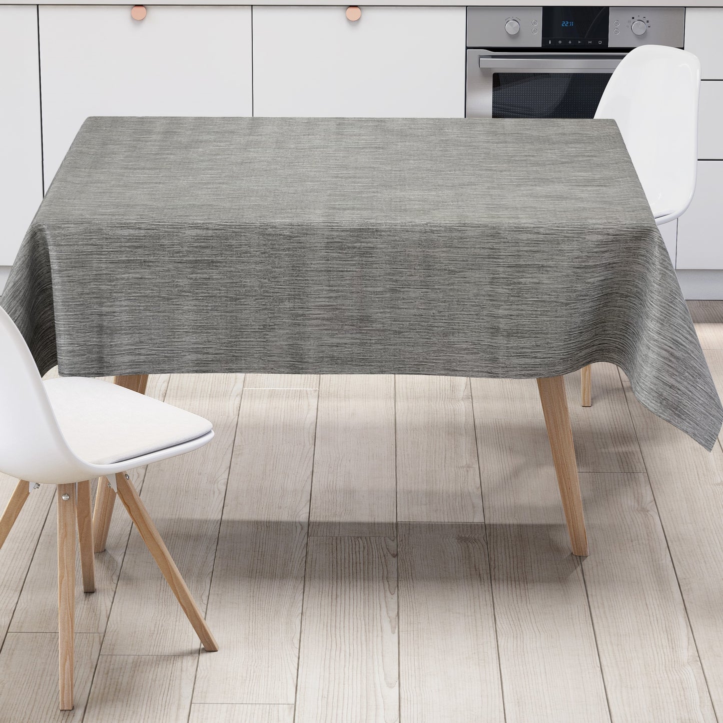 Oilcloth tablecloth embossed P733-9 linen structure gray angular round oval