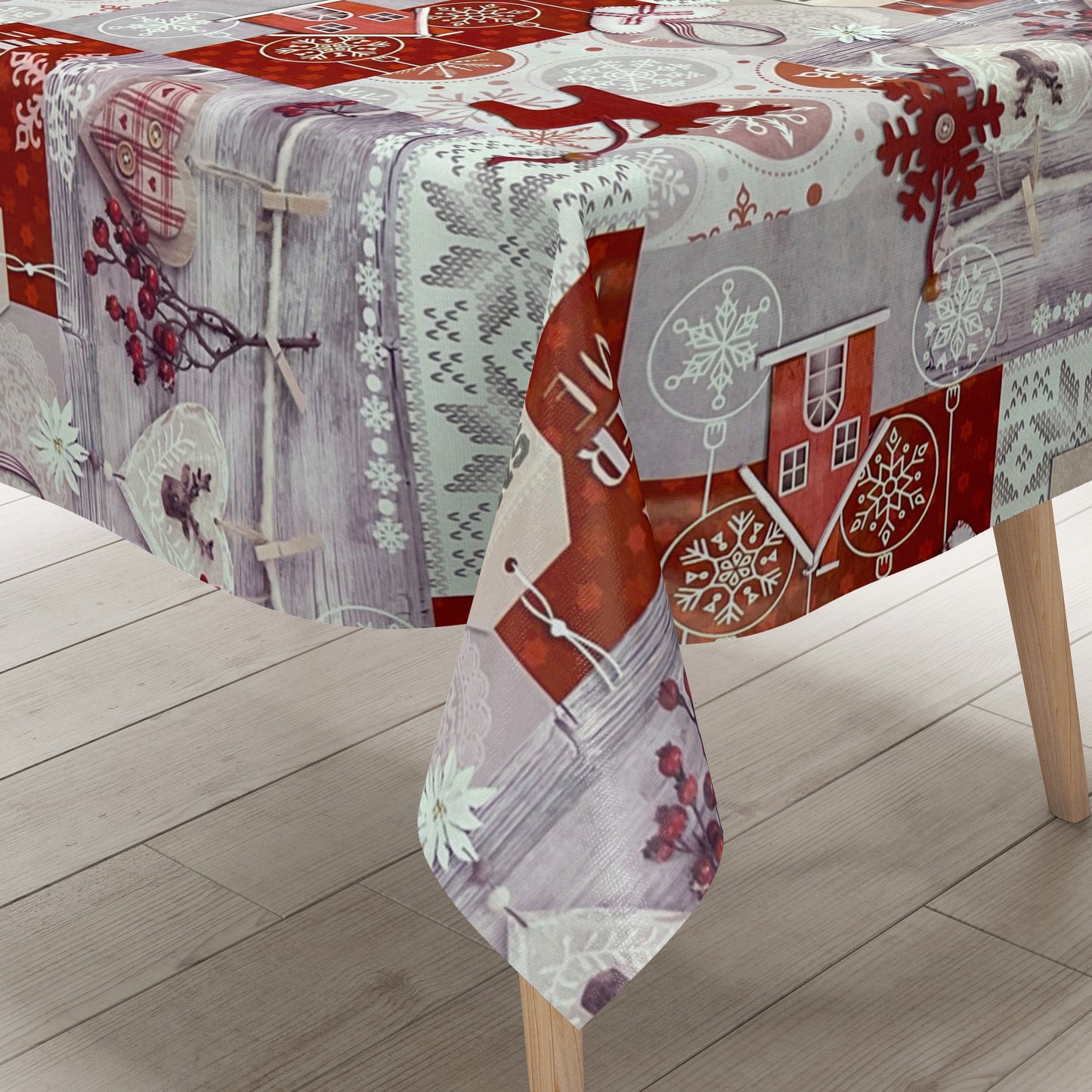 KEVKUS Wachstuch Tischdecke Weihnachten P8013-1 SNOW DAY eckig rund oval