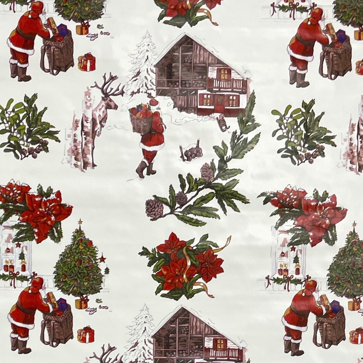 KEVKUS Wachstuch Tischdecke Weihnachten P984-1 Weihnachtsmann auf weiß eckig rund oval