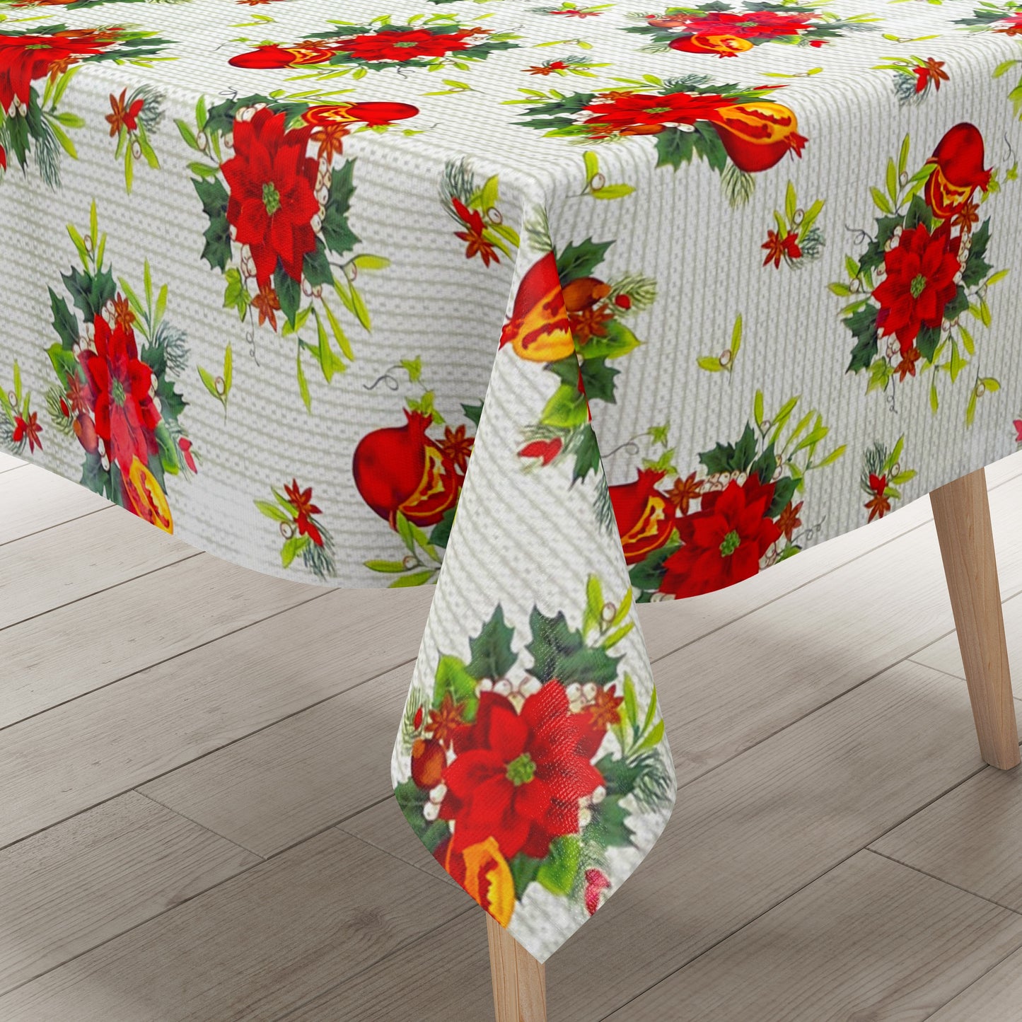 KEVKUS Wachstuch Tischdecke Weihnachten P673-1 Weihnachtsstern Granatapfel eckig rund oval