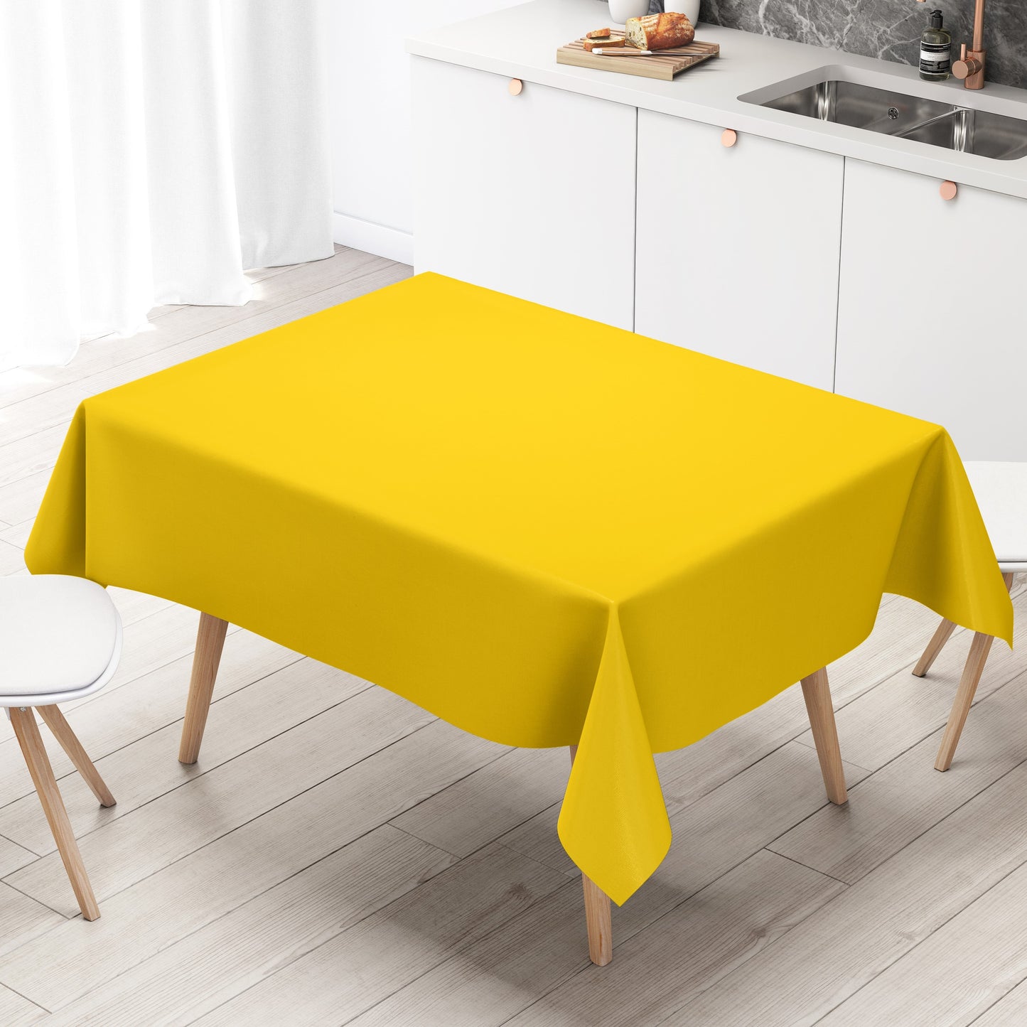 Oilcloth tablecloth uni 109 plain yellow square round oval