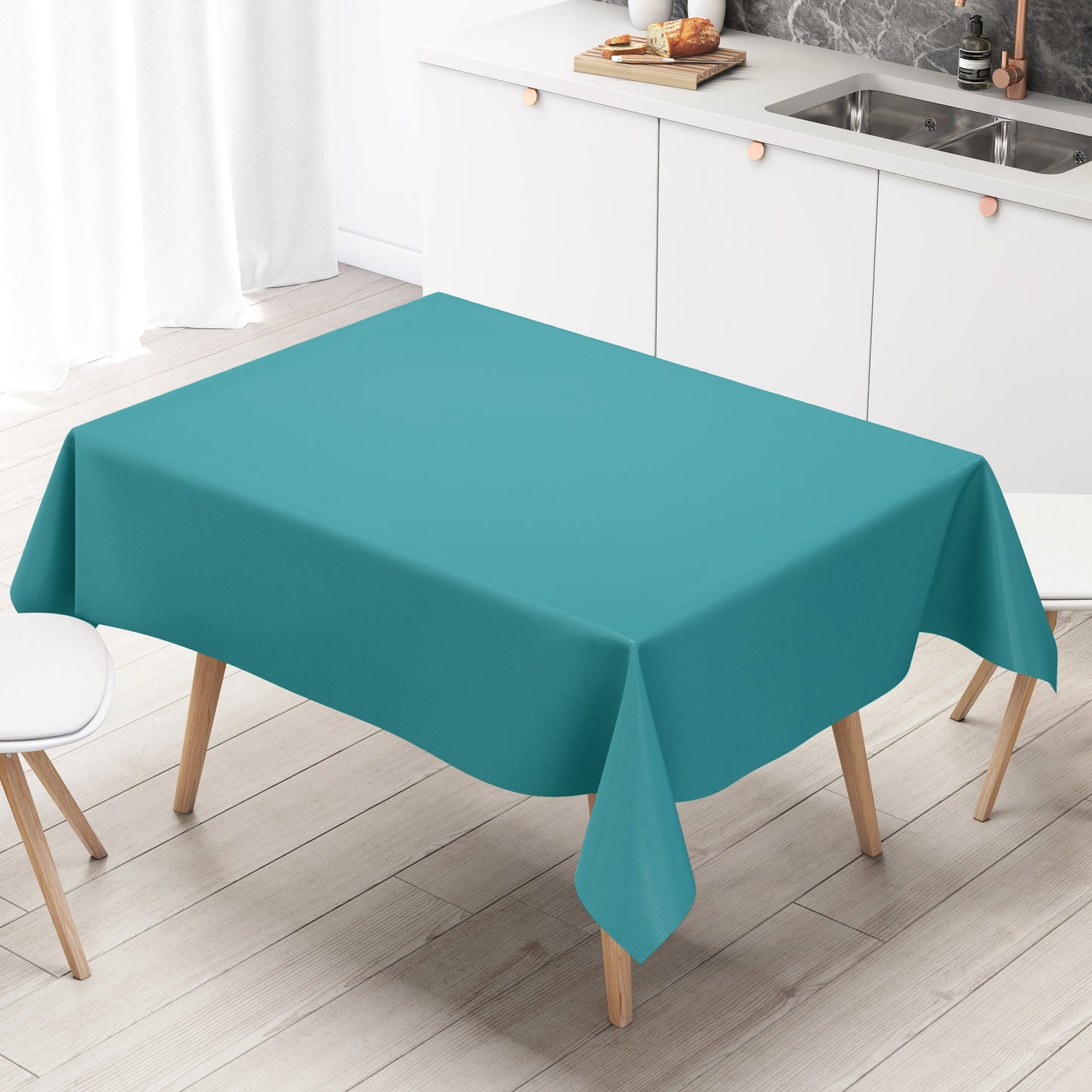 Oilcloth tablecloth uni 321 plain petrol square round oval
