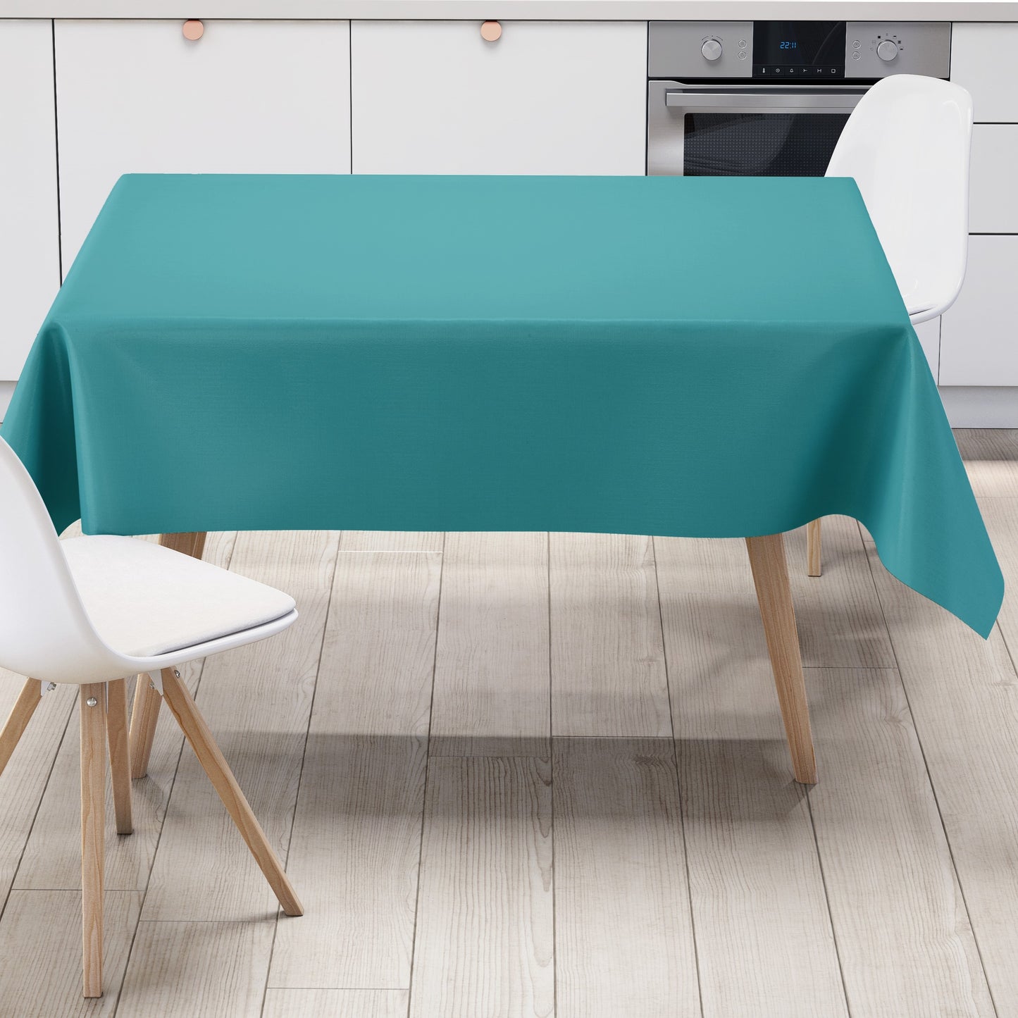 Oilcloth tablecloth uni 321 plain petrol square round oval