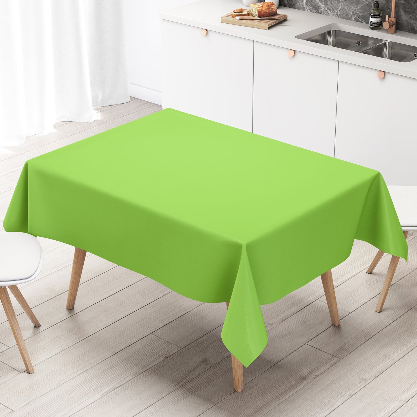 Oilcloth tablecloth uni 375 plain light green square round oval