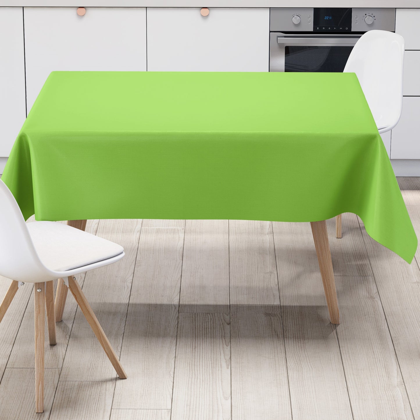 Oilcloth tablecloth uni 375 plain light green square round oval