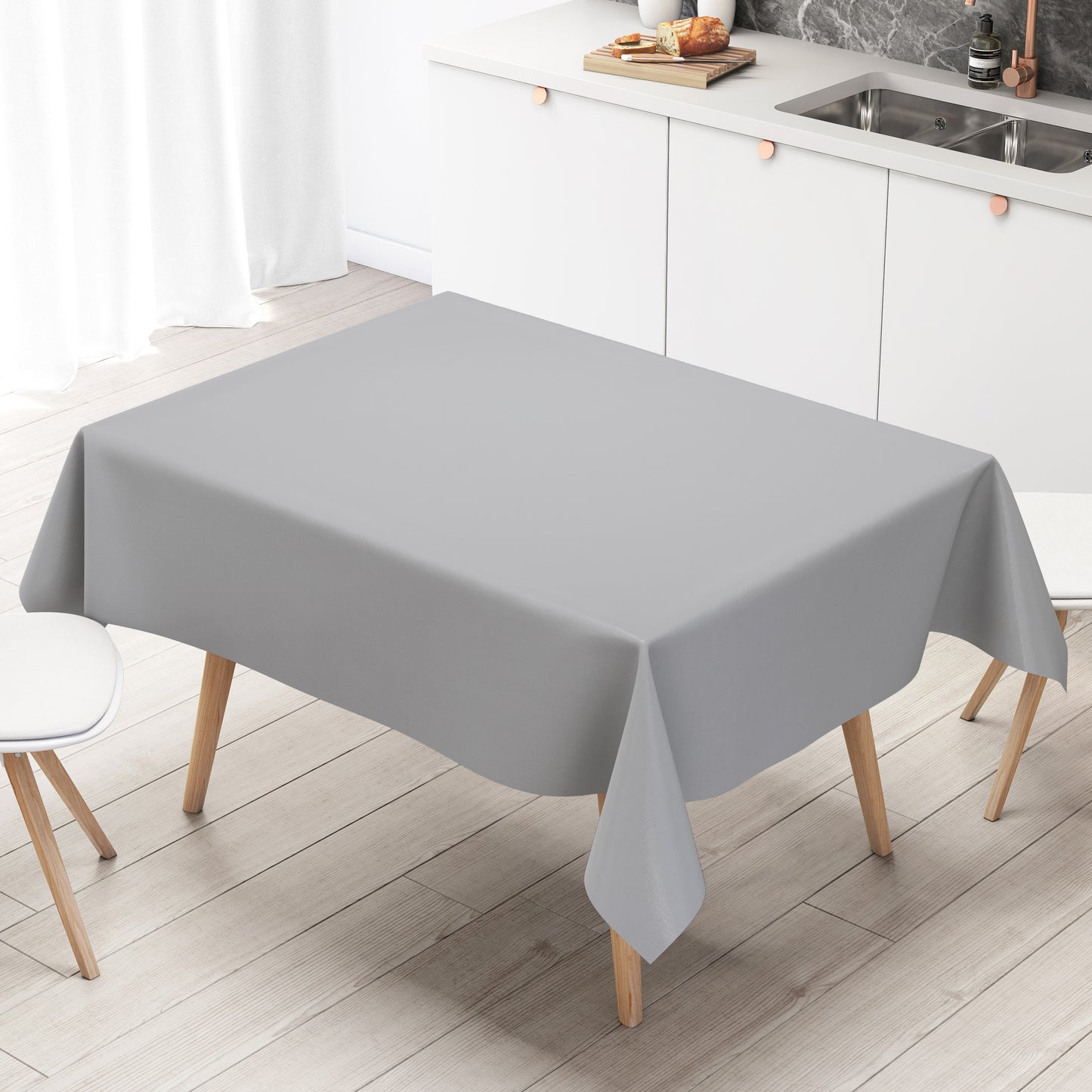 Oilcloth tablecloth uni 422 plain grey square round oval